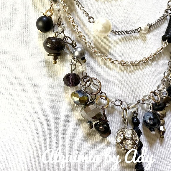 Alquimia Black and Silver Cascading Necklace - Picture 5 of 7